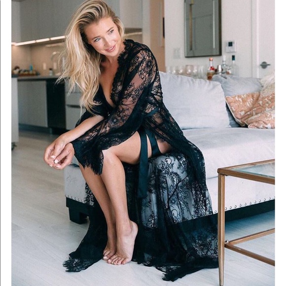 LONG SLEEVE LACE MAXI KIMONO COVERUP CARDIGAN - Picture 3 of 9